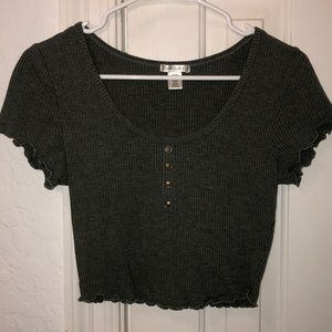 Olive Green Shortsleeved Crop Top